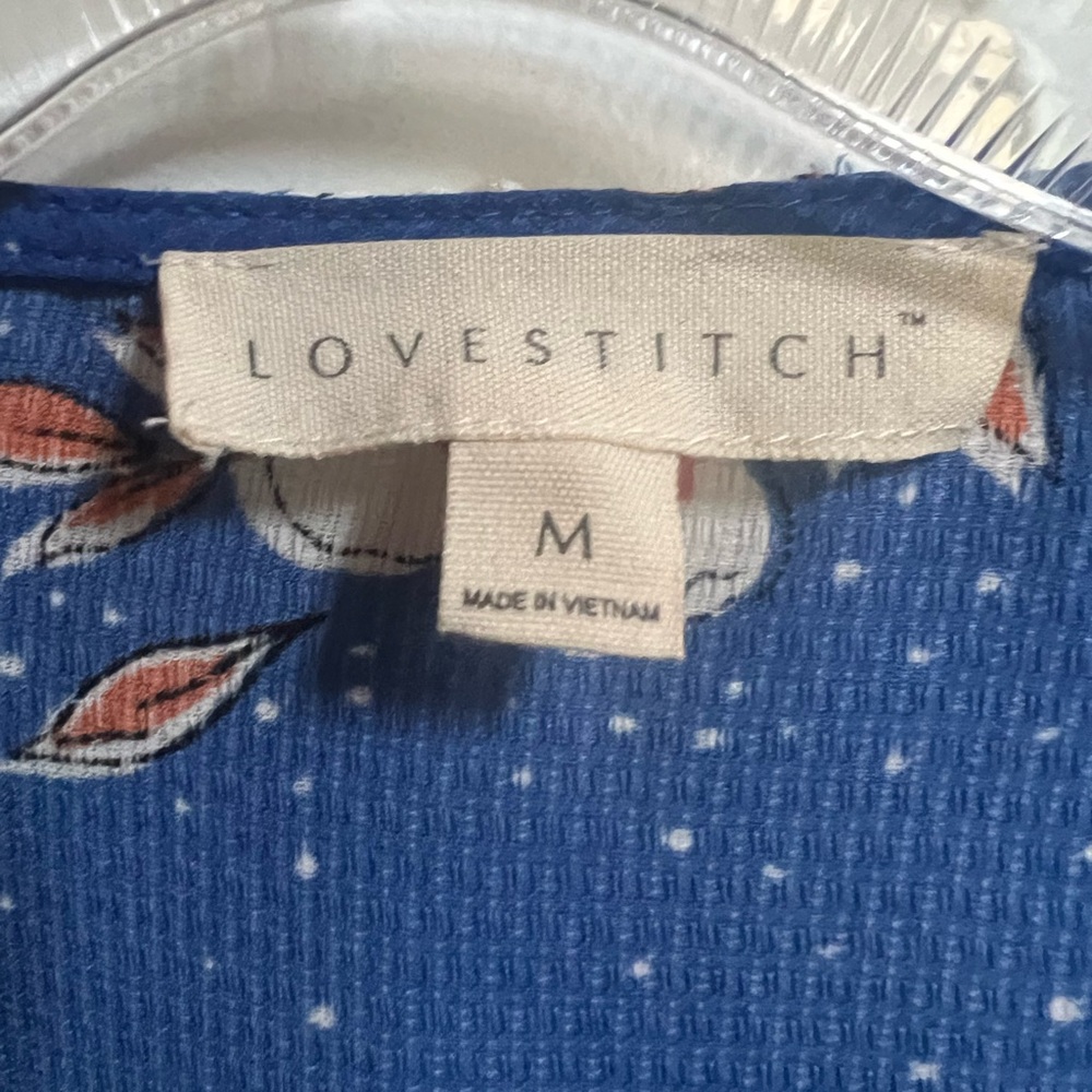 Love Stitch Floral Blue Blouse - M - Picture 3 of 7